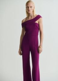 Long jumpsuit with asymmetrical neck at Mango